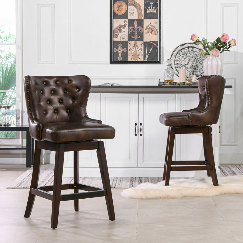 Holmes - Tufted High Back 360 Swivel Counter Height Barstool