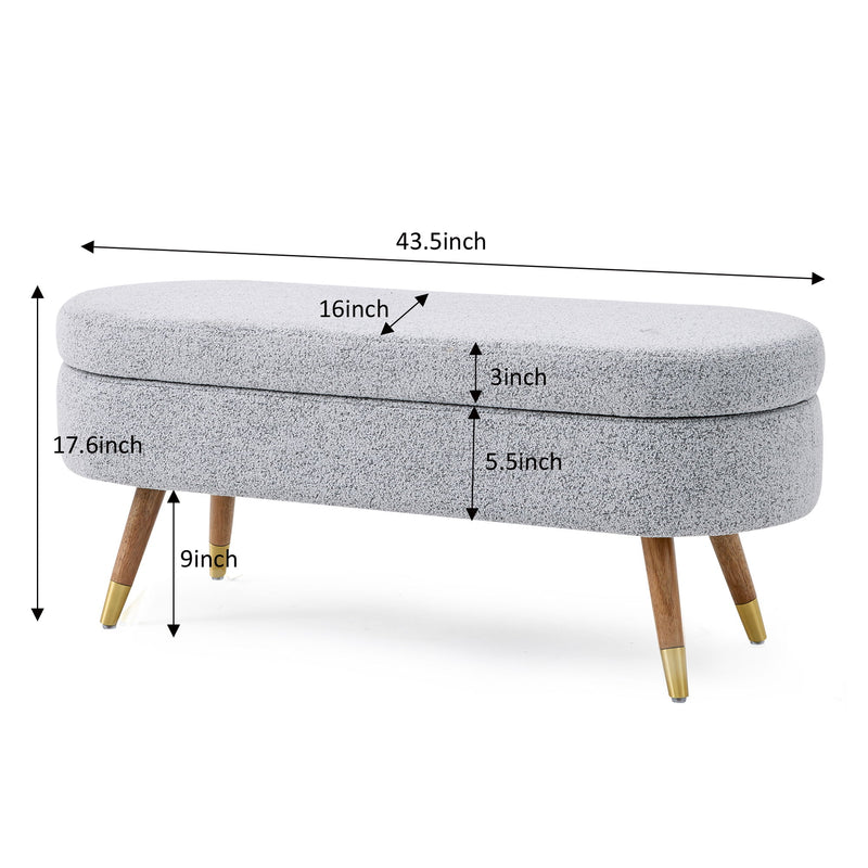 Storage Bench Upholstered Boucle Ottoman With Golden Metal Legs End Of Bed Bench For Bedroom, Living Room, Entryway, Bed Side