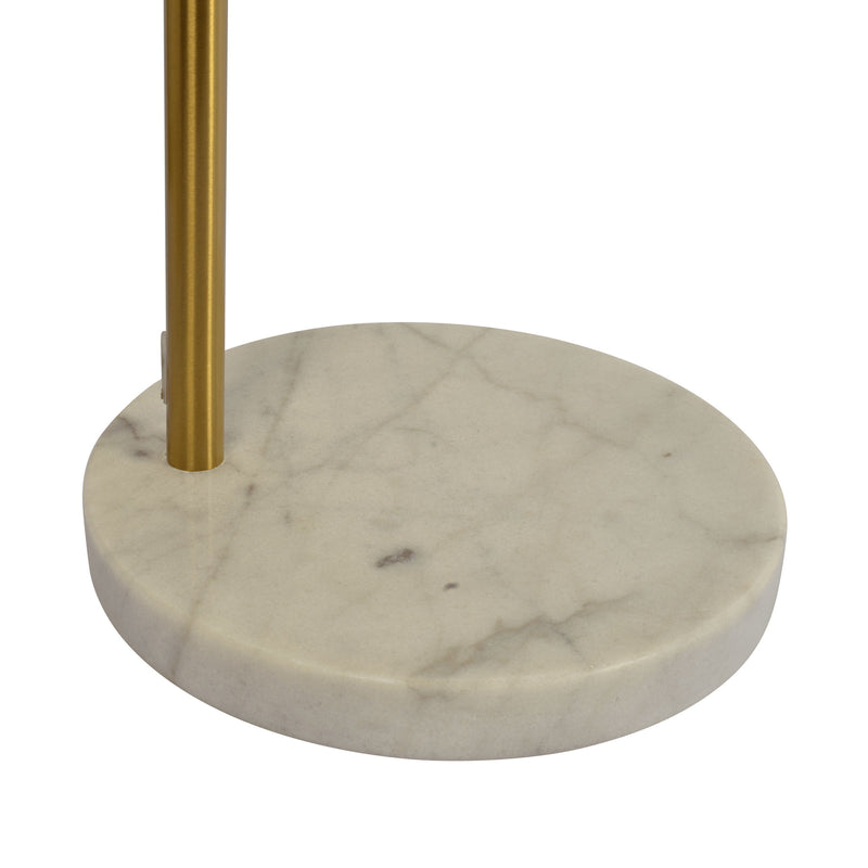 Ambient - Arch Gold Floor Lamp With Large Linen Shade - Gold / White