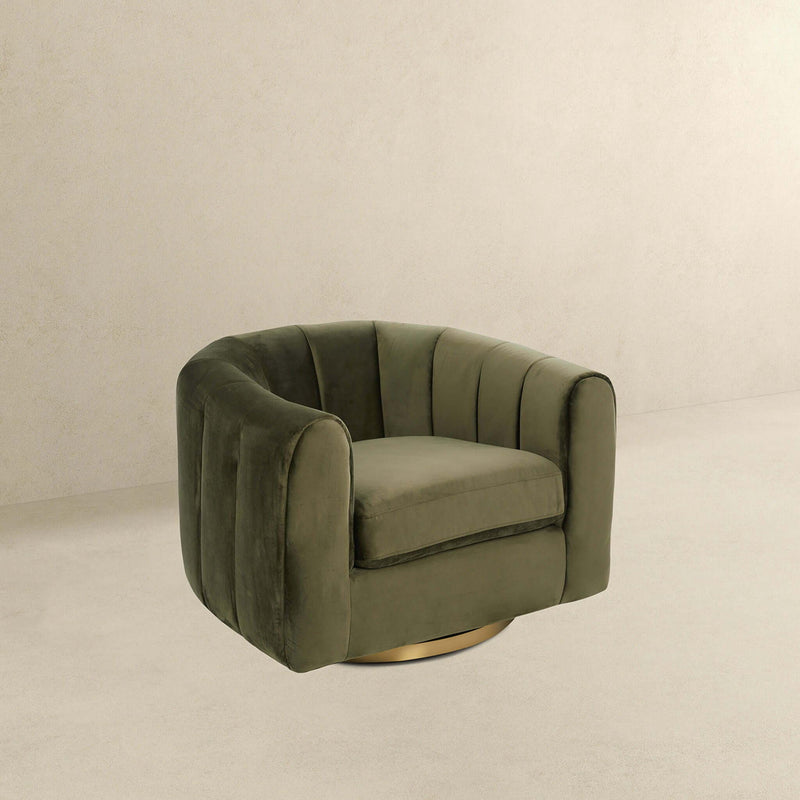 Cosey - Swivel Chair - Gold / Green / Olive Green