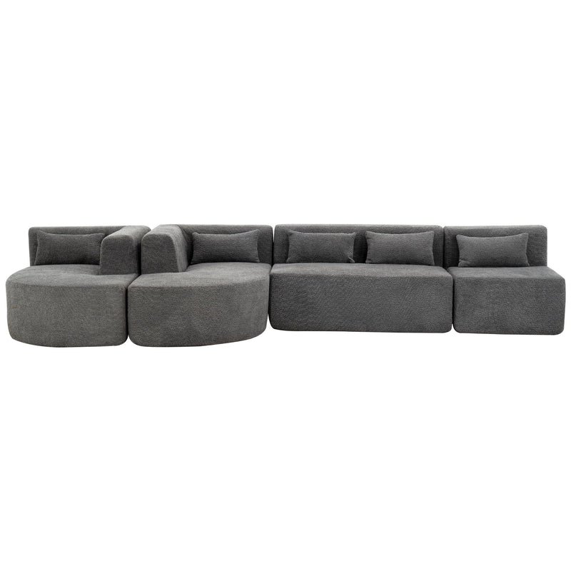 Upholstered Sofa Free Combined Sofa Couch With Two Chaise Lounge And Five Back Pillows For Living Room