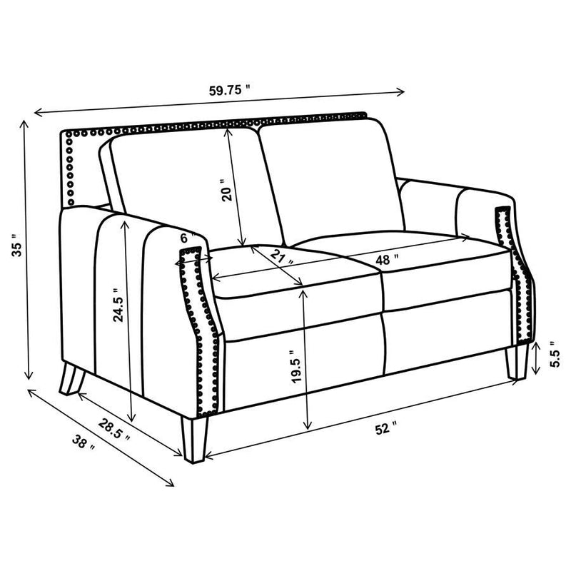 Leaton - Upholstered Recessed Arm Sofa Set