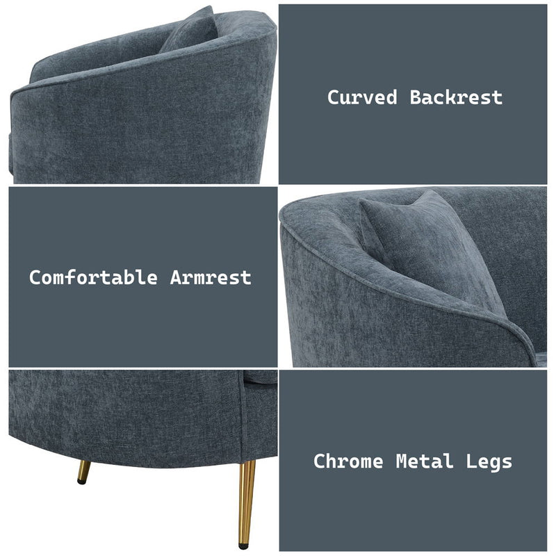 Nakendra - Sofa With 2 Pillows - Cobalt Gray