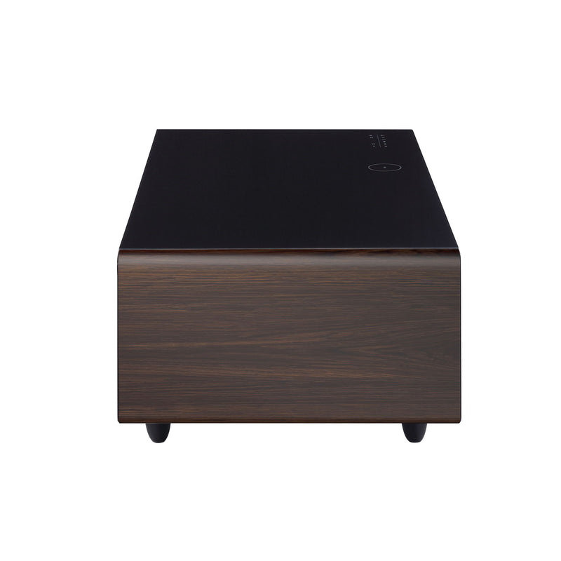 Modern Smart Coffee Table With Built-In Fridge, Bluetooth Speaker, Wireless Charging Module, Touch Control Panel, Power Socket, USB Interface, Outlet Protection, Atmosphere Light