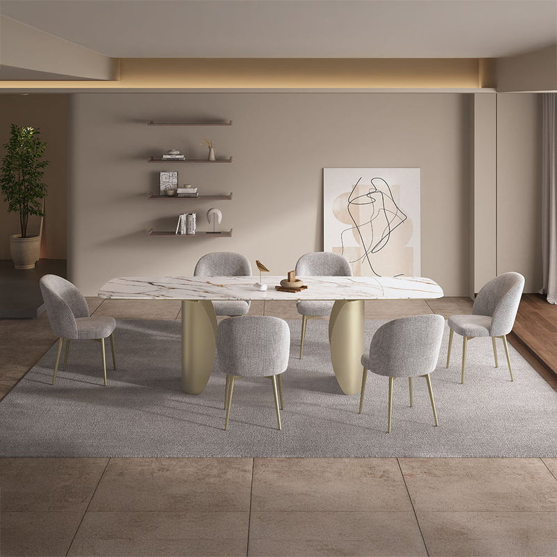 Cora - Dining Table - Ceramic Top & Golden Champange Finish