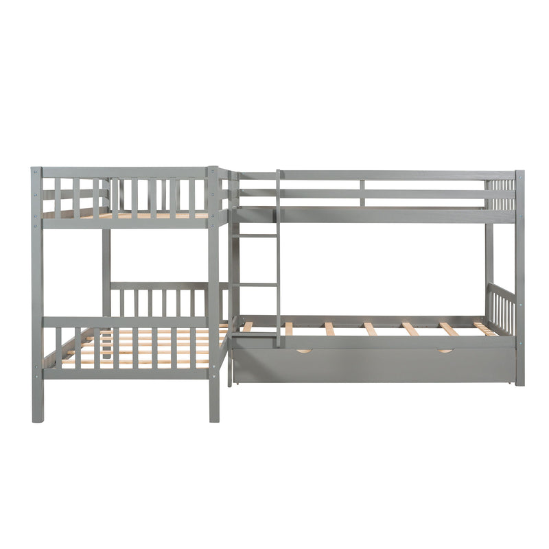 Twin L Shaped Bunk Bed With Drawers