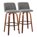 Toriano - Mid Century Modern Fixed Height Barstool Swivel And Round Footrest (Set of 2)