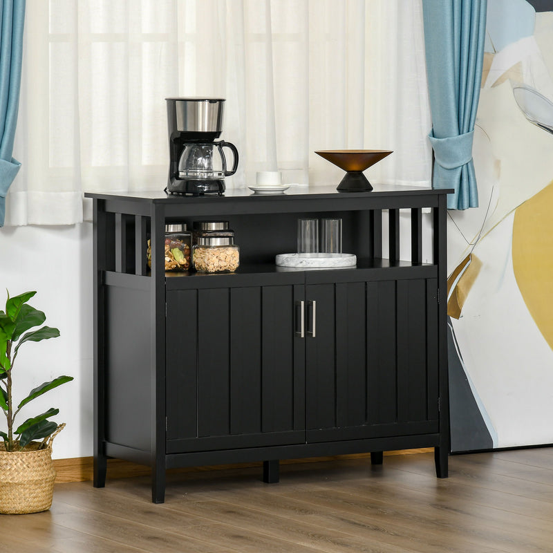 Homcom - Sideboard Buffet Cabinet, Kitchen Cabinet, Coffee Bar Cabinet With 2 Doors And Adjustable Shelves For Entryway Living Room - Black