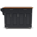 Create-A-Cart - 4 Doors Kitchen Cart With Oak Wood Top