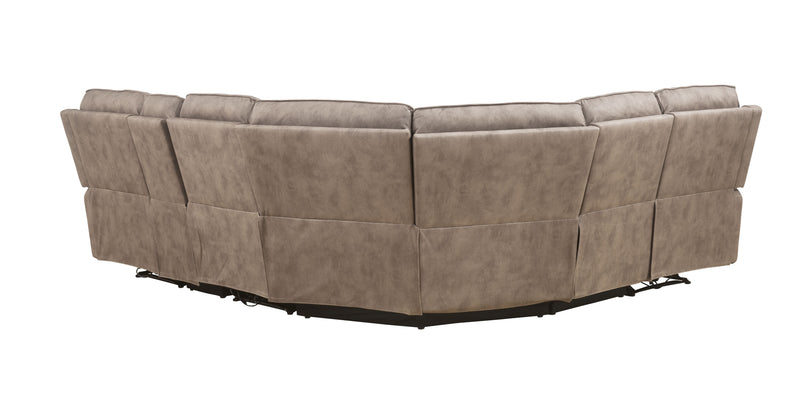 Olwen - Nubuck Power Recliner Sectional Sofa With USB Port - Mocha