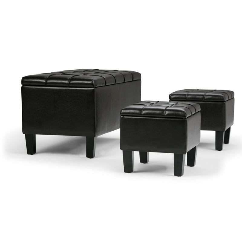 Dover - 3 Piece Storage Ottoman Contemporary Design