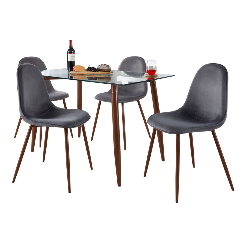 Clara Pebble - 5 Piece Mid Century Modern Dining Set