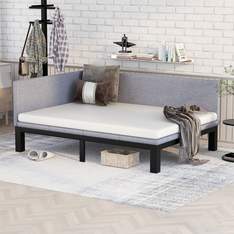 Upholstered Daybed/Sofa Bed Frame Full Size Linen-Gray