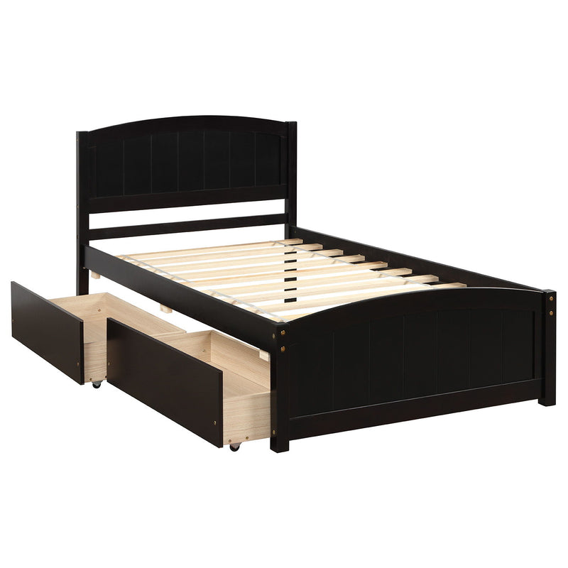 Twin Size Platform Bed With Two Drawers