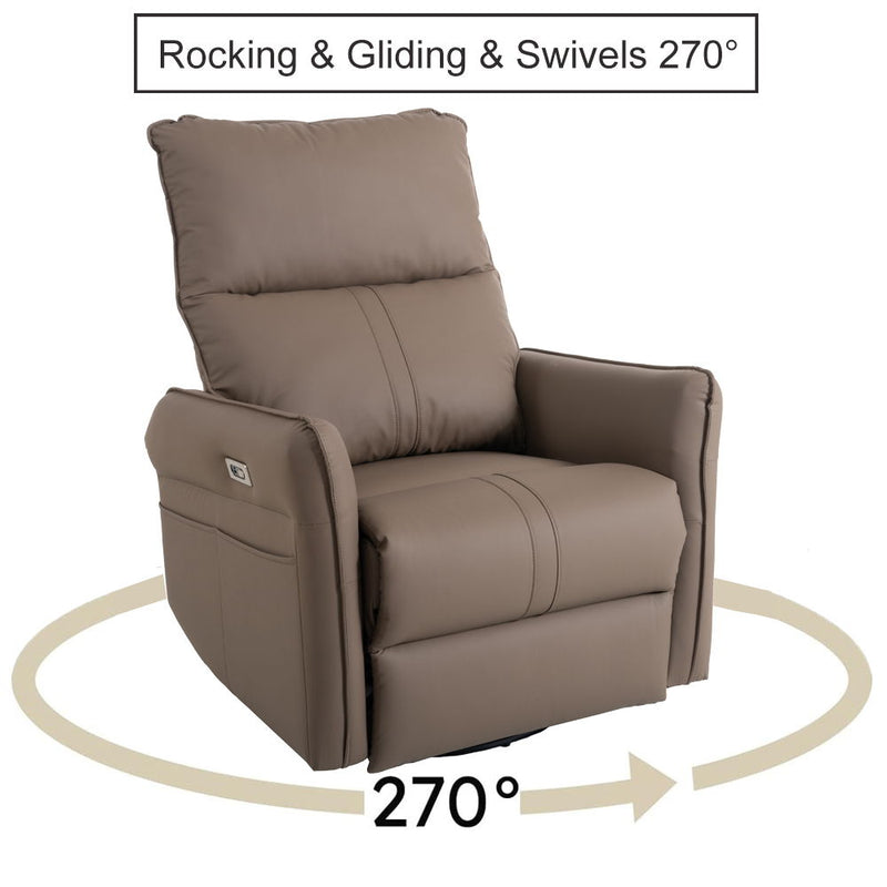 29.92" 270 Power Swivel Rocker Recliner Chair, Electric Glider Reclining Sofa With USB Ports, Power Swivel Glider, Rocking Chair Nursery Recliners For Living Room Bedroom