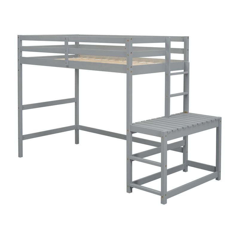 High Loft Bed With Ladder Landing Platform, Ladders, Guardrails