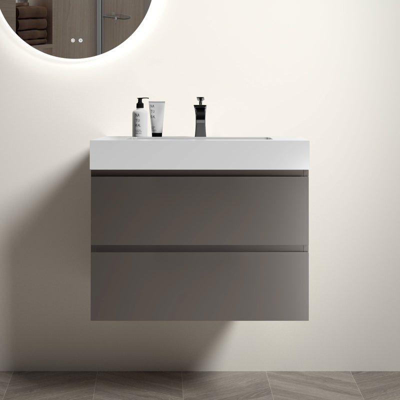 Alice - Bathroom Vanity With Sink, Large Storage Wall Mounted Floating Bathroom Vanity For Modern Bathroom, One-Piece Sink Basin Without Drain And Faucet