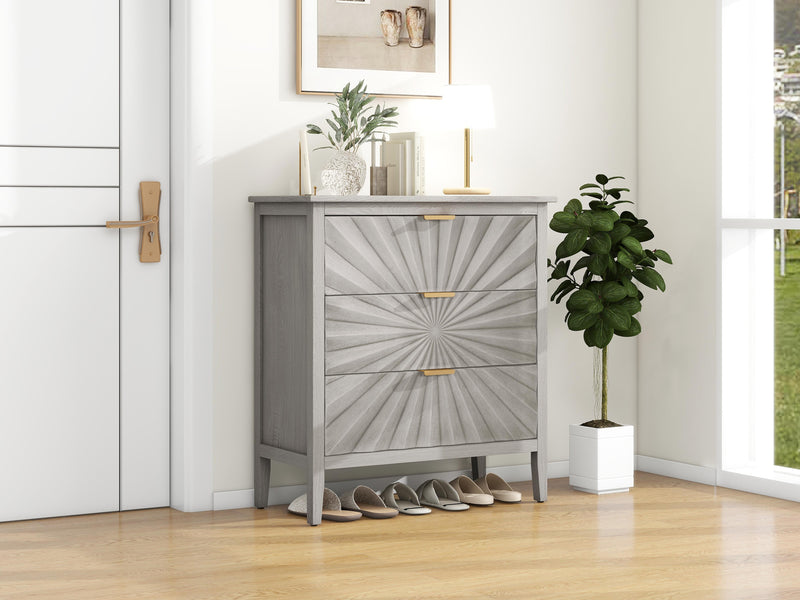 3 Drawer Storage Cabinet, 3 Drawer Modern Dresser, Chest Of Drawers Farmhouse For Entryway, Living Room, Bed Room - Light Gray