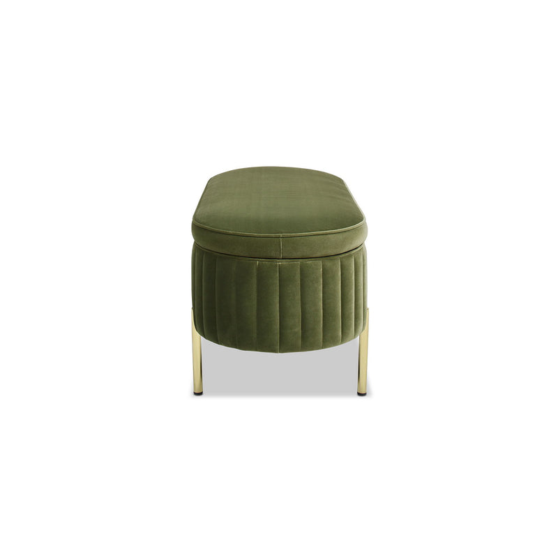 Chloe - Modern Glam Storage Bench - Olive Green