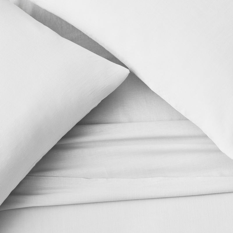 Linen-Weave Cotton Twin Sheet Set - White