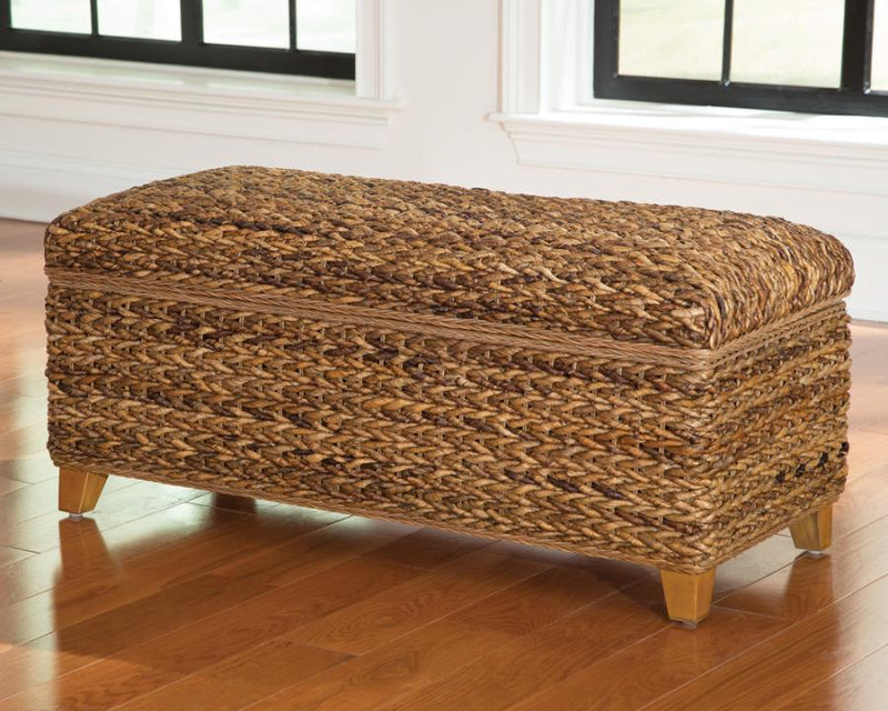 Laughton - Hand-Woven Banana Leaf Storage Trunk - Amber - Atlantic Fine Furniture Inc