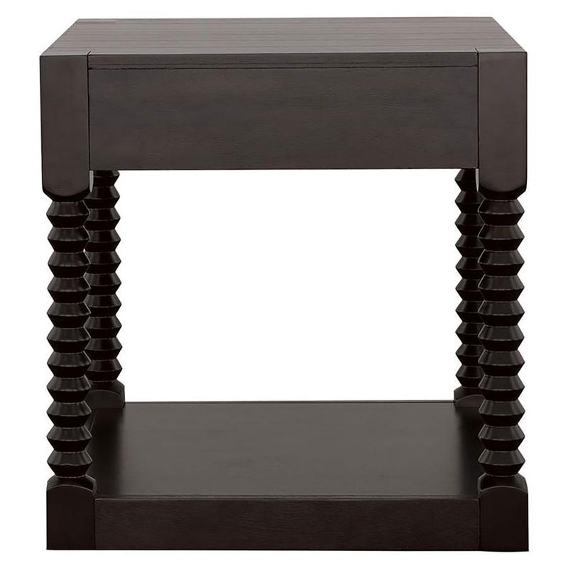 Meredith - 1-Drawer Rectangular Side End Table - Coffee Bean