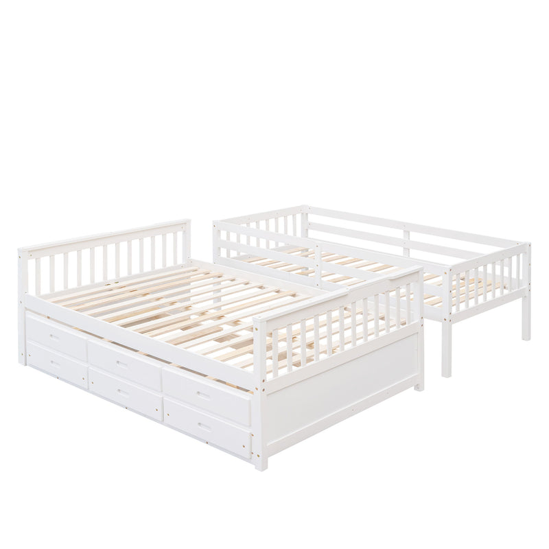 Twin Over Full Bunk Bed With Twin Size Trundle, Separable Bunk Bed With Drawers For Bedroom