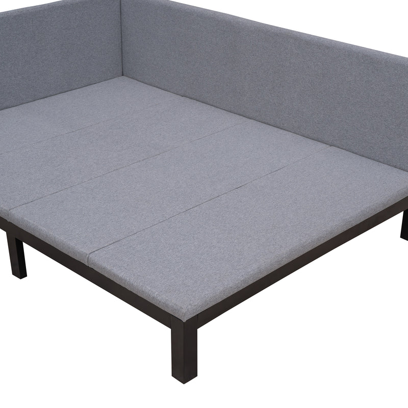 Upholstered Daybed/Sofa Bed Frame Full Size Linen-Gray