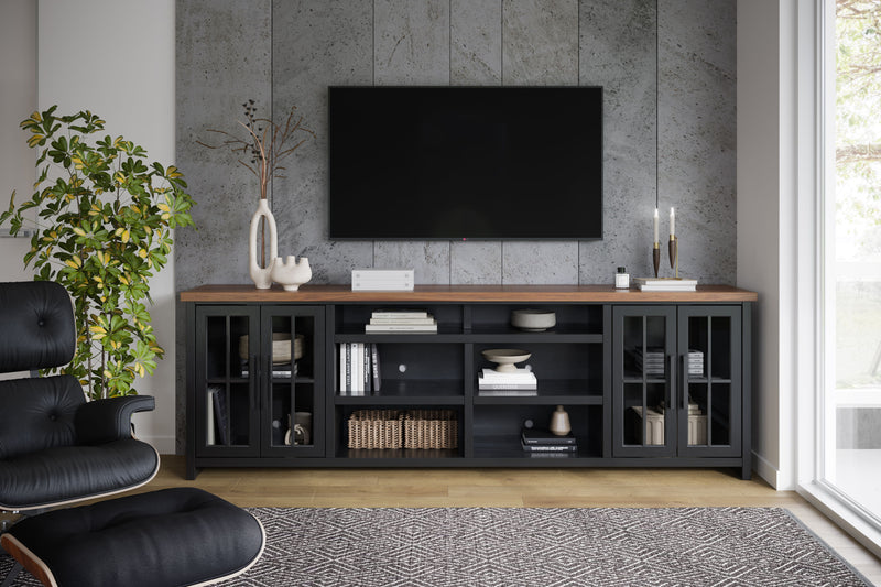 Essex - TV Stand Console For TVs Up To 100" - Black, Whiskey