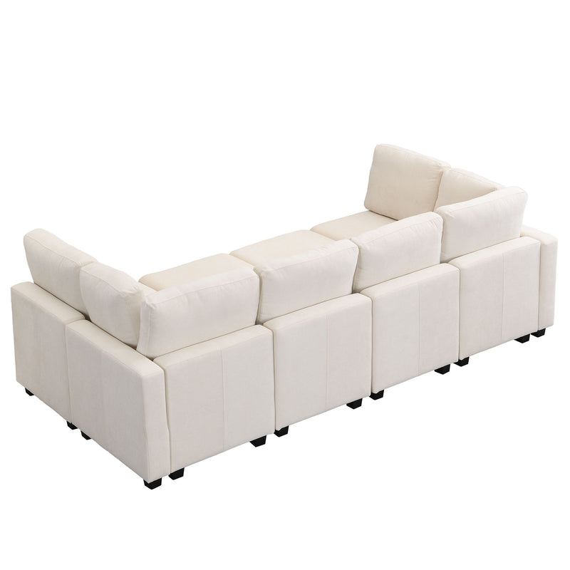 Sectional Sofa Couch Sofa Bed U-Shaped Sofa With Two Movable Ottoman And Three USB Ports For Living Room