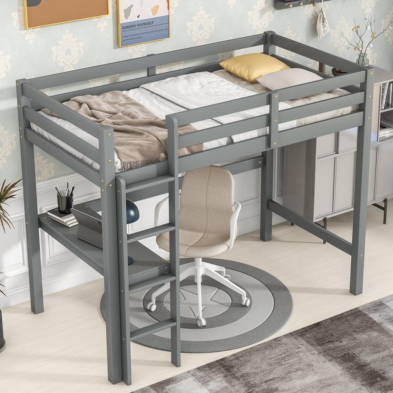 Twin Loft Bed with  built-in desk,Grey(Old SKU:W50450910)