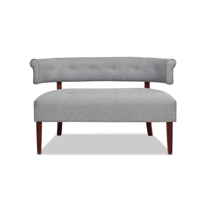 Jared - Roll Arm Tufted Bench Settee - Light Gray