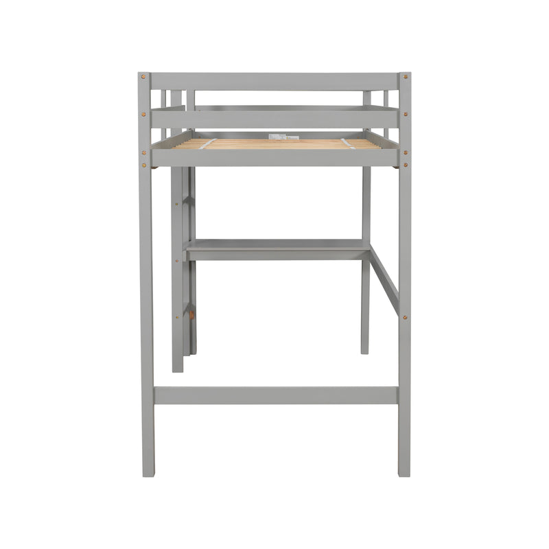 Twin Loft Bed with  built-in desk,Grey(Old SKU:W50450910)