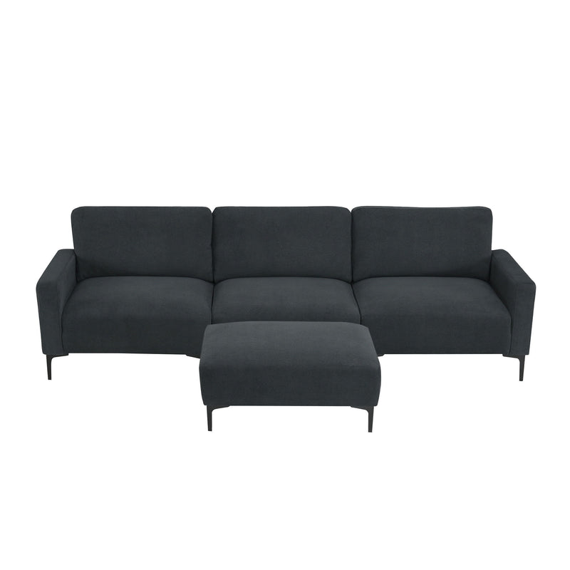 Modern L-Shaped Sectional Sofa, 4-Seat Velvet Fabric Couch Set With Convertible Ottoman, Freely Combinable Sofa For Living Room, Apartment, Office, Apartment