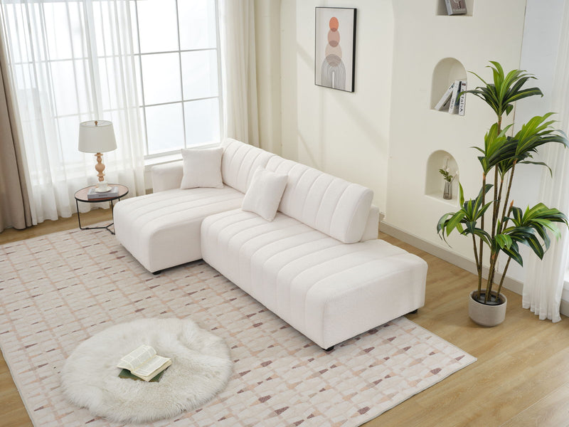 Jessica - Lamb Wool Sectional Sofa With Chaise, Versatile Configuration