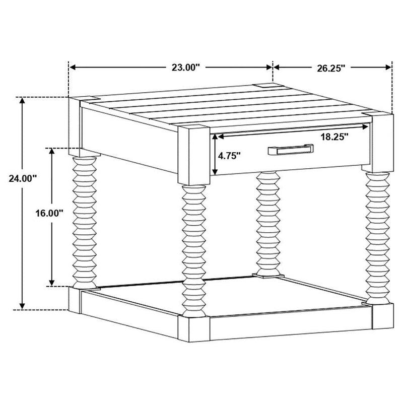 Meredith - 1-Drawer Rectangular Side End Table - Coffee Bean