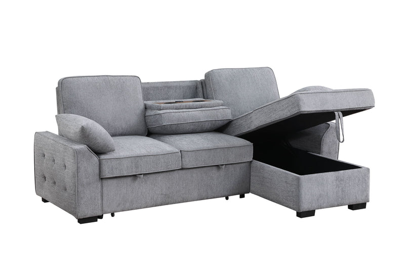 Mackenzie - Chenille Fabric Sleeper Sectional With Right-Facing Storage Chaise