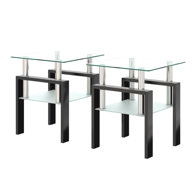 Modern Tempered Glass Tea Table, End Square Table For Living Room