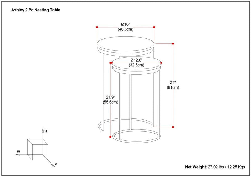 Ashley - 2 Piece Nesting Table - Gold