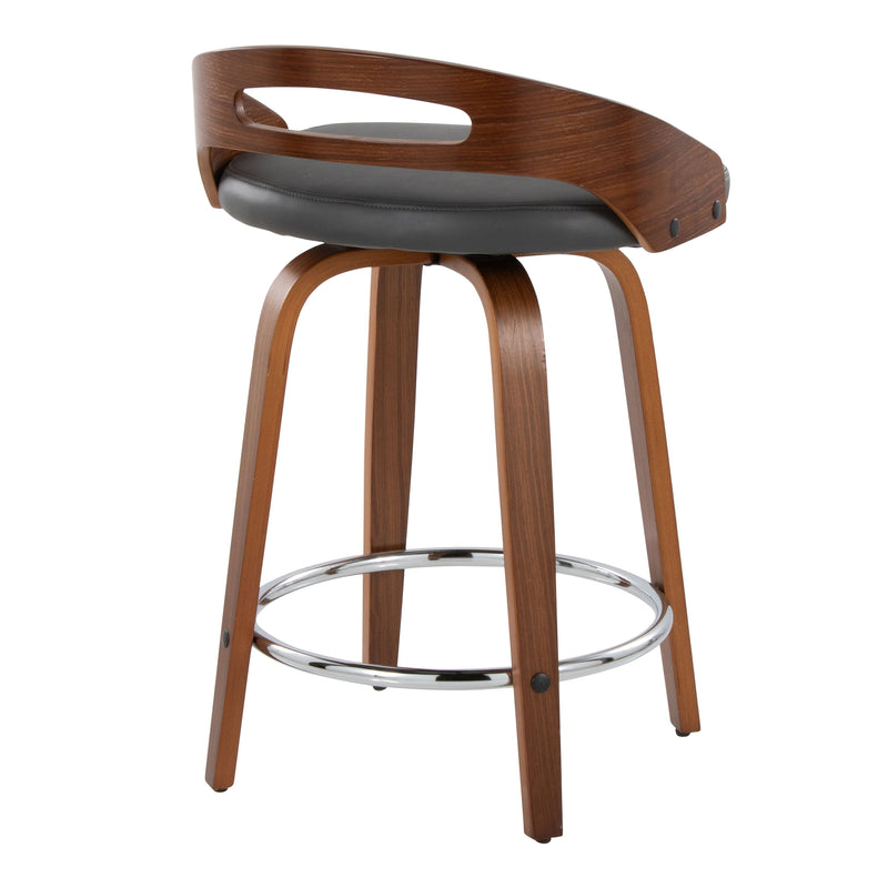 Cassis - Mid Century Modern Fixed Height Counter Stool With Swivel With Round Footrest (Set of 2)