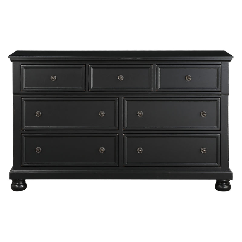 Transitional Black Dresser of 7 Drawers Jewelry Tray Traditional Design Bedroom Wooden Furniture