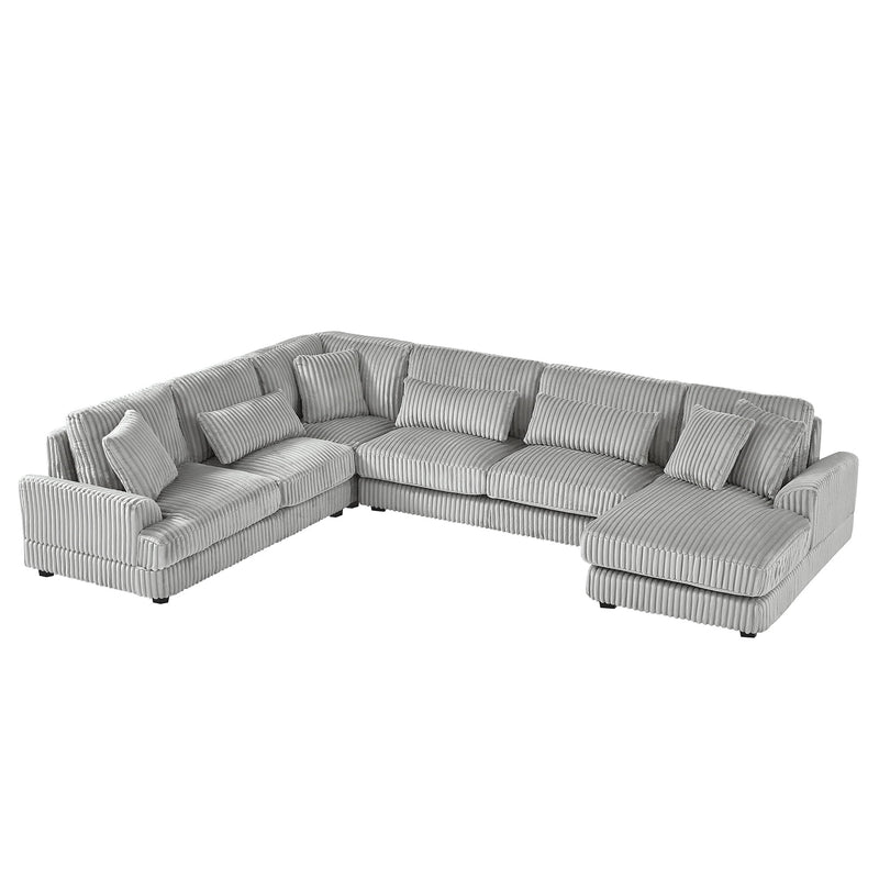 Oversized Sectional Sofa U - Shaped Sofa Couch Modern Sofa Upholstered In Soft Corduroy With A Chaise Lounge For Living Room