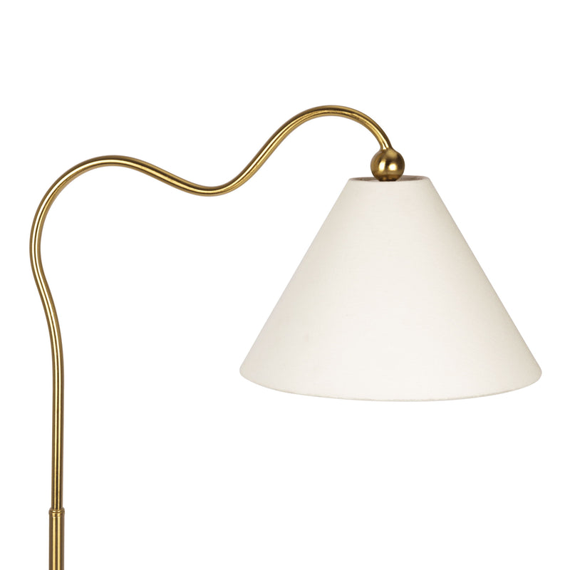 Majestic - Ring Base Curved Floor Lamp With Triangle Drum Shade - Gold / White