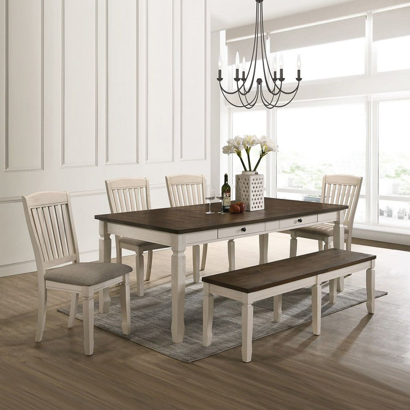 Fedele - Bench - Weathered Oak & Cream Finish