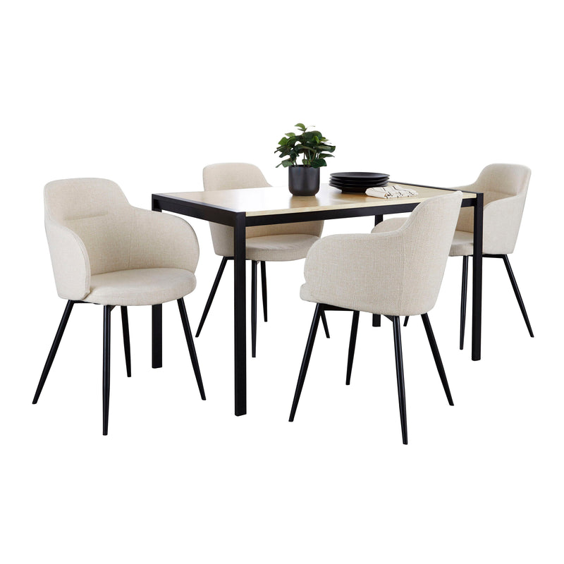 Fuji Boyne - 5 Piece Contemporary Dining Set - Black / Natural / Cream