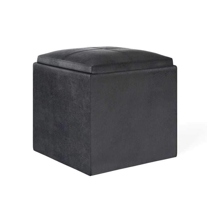 Rockwood - Upholstered Cube Storage Ottoman With Tray