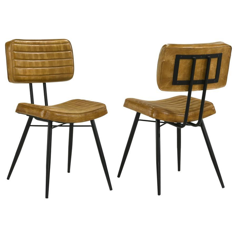 Misty - Leather Upholstered Dining Side Chair (Set of 2) - Camel - Atlantic Fine Furniture Inc