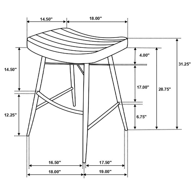 Bayu - Leather Upholstered Saddle Seat Backless Bar Stool (Set of 2)