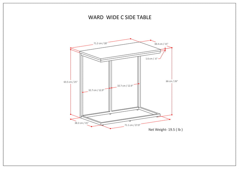 Ward - Wide C Side Table - Warm Gray