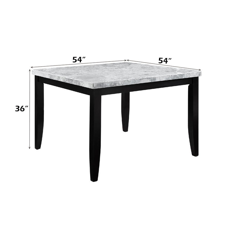 Hussein - Counter Height Table With Marble Top - Marble & Black Finish